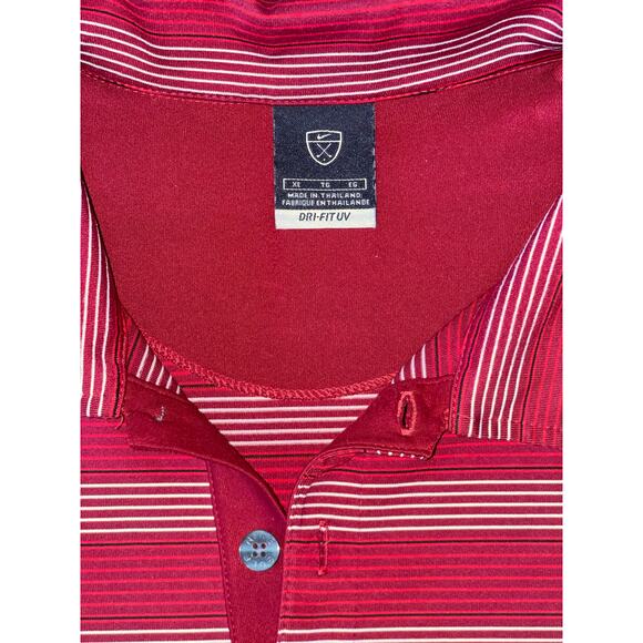 Mens Nike Golf Dri Fit UV Y2K Red Striped Short Sleeve Polo Performance Shirt XL - Picture 3 of 8